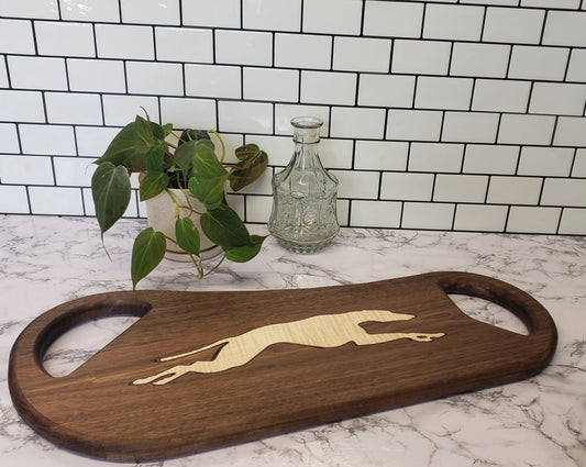 Greyhound Inlaid Wood Platter