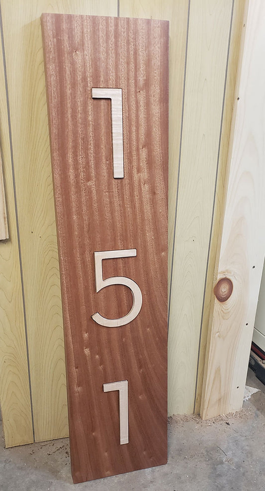 Custom wood carved address numbers